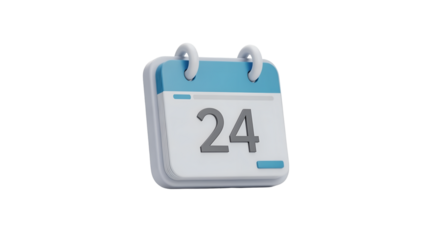 Calendar Icon with Blue and White Colors Showing Number Twenty Four