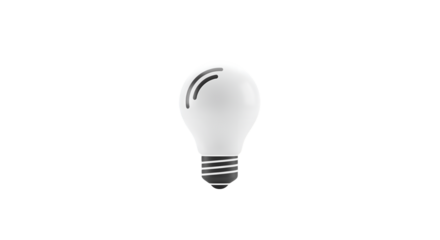 Illuminated Light Bulb On Transparent Background with Reflection