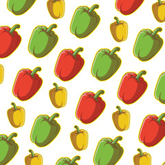 Seamless Colorful Bell Pepper Vegetable Pattern Healthy Food Background