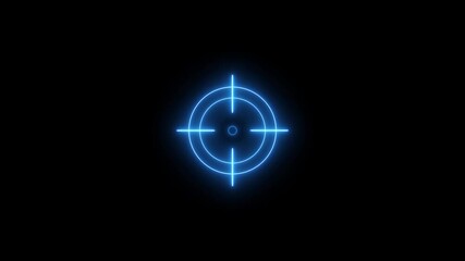 Blue Neon Crosshair Target Reticle on Black Background scope aiming - Powered by Adobe