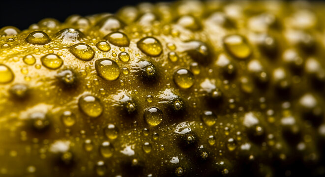Close-up of fresh pickle with texture detail and vibrant green color, for celebrating picle day or advertising