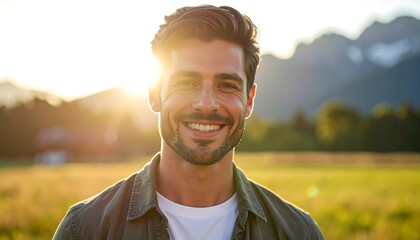 Smiling man at golden hour