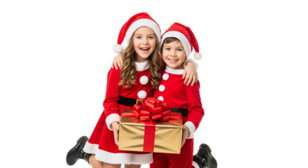 santa girl with gift boxes