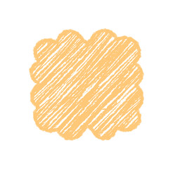 Groovy scallop wavy crayon shaded frame in retro sketch background style. Funky chalk border with graphic shading, orange crayon look, and y2k influence for playful, creative usage.