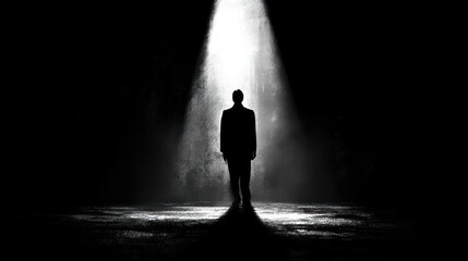 Obraz premium Spotlight on person silhouette