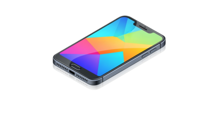 Smart Modern Smartphone with Vibrant Screen Display on Transparent Background