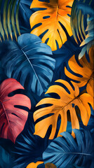 Vibrant Pop Art Tropical Leaves Watercolor Style