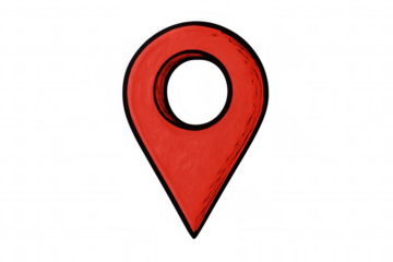 Hand drawn red map pin creating location icon symbol for navigation destination finding direction
