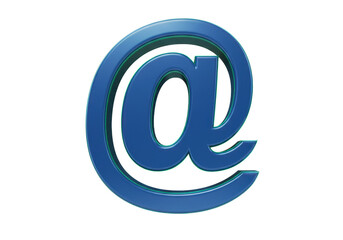 3d blue at symbol isolated on transparent background