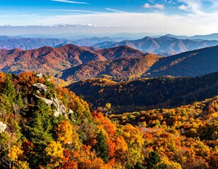 Autumn vista of mountain ranges