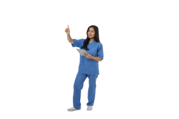 Doctor sharing vital information, isolated on white, PNG