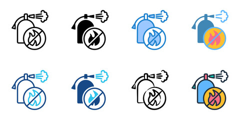 Fire safety icon set multiple style collection 

