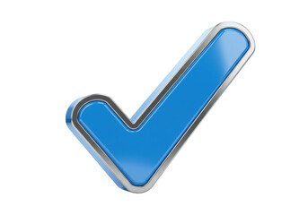 Blue check mark isolated on transparent background
