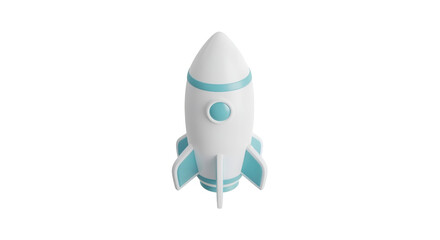 Obraz premium White and Blue Rocket Model on Transparent Background for Space Exploration and Technology Concepts