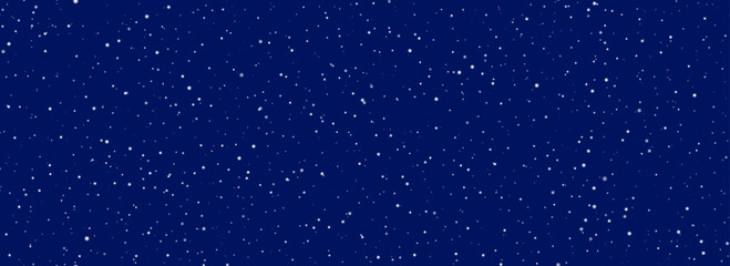 Fototapeta premium Falling snow seamless wallpaper. Repeated white snow at night sky background. Vector repeating snowfall pattern. White snowflakes, dots, ice hail for Christmas decor. Winter blizzard weather overlay
