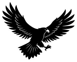 Eagle landing silhouette illustration isolated on white background