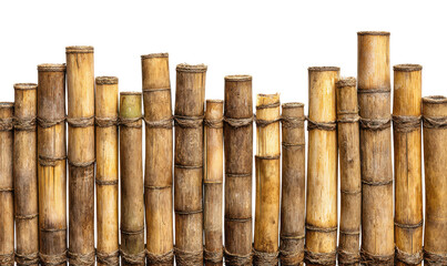 Fototapeta premium Arrangement of Bamboo Poles Against a White Background.
