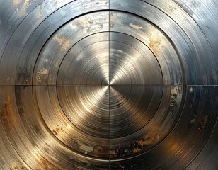 Circular Metal Texture with Concentric Rings and Grunge Details