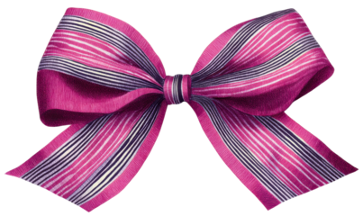 Elegant Pink Ribbon Bow with Striped Pattern.