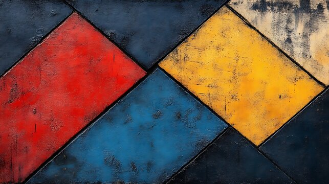 Geometric pattern of vibrant, textured tiles - Powered by Adobe