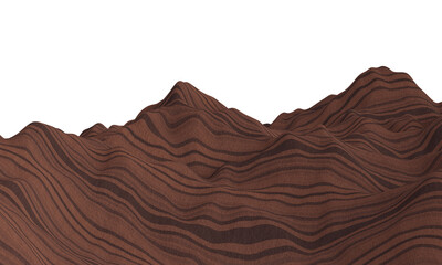 Brown layered stone mountain. Sedimentary rock hill