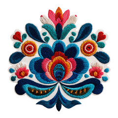 Polish folk art embroidery detail isolated on transparent background