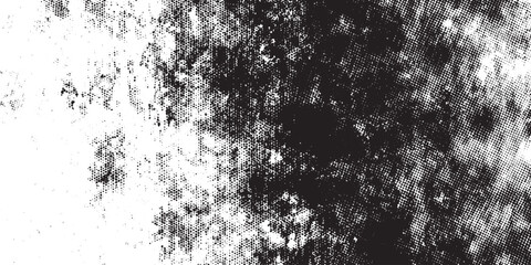 Abstract Black and White Halftone Grunge Texture with Gradient Dot Pattern, Distressed Overlay Background Vector