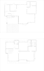 “Digital Drawing of 2-Storey Residential Building Floor Plan and Structural Layout”