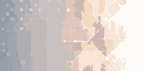 Abstract digital network connections with soft pastel color blocks and textured paint strokes
