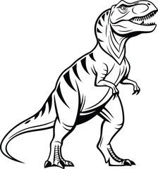 Detailed line art illustration of a majestic tyrannosaurus rex standing tall