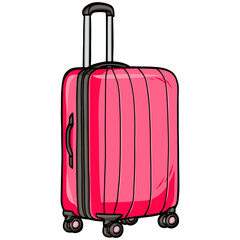 Pink Luggage Travel Suitcase Luggage Vacation Vector Illustration