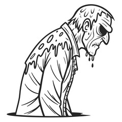 Decaying Zombie Illustration Grotesque Figure in Melted Clothing