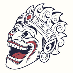 Detailed Balinese Mask with Exuberant Expression
