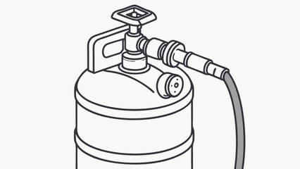 Detailed Line Art Illustration of a Pressure Sprayer with Hose