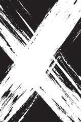 Abstract Black and White Grunge X Mark Brush Stroke Design