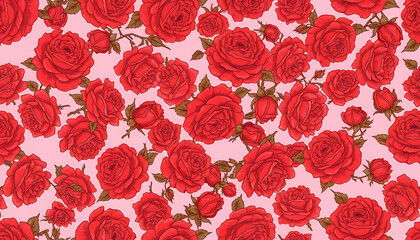 chaotic various a flair of rose red illustrations over and floral the base stages are contrast depicted — vintage bright pink roses vibrant whimsical in pastel layout of bloom 37676984 1