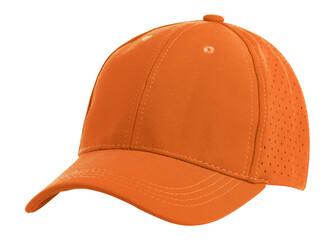 Side View Realistic Cap Mock Up In orange Flash Color is a high resolution hat mockup to help you present your designs or brand logo beautifully.