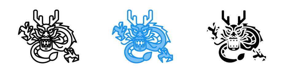 Dragon icon set multiple style collection