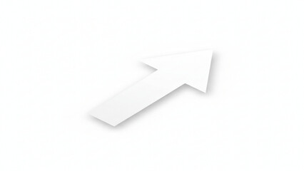 White 3D Arrow Pointing Up-Right on Isolated transparent background, Indicating Direction