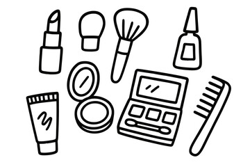 Assorted Cosmetic and Beauty Products Arrangement on Transparent Background for Skincare and Makeup Marketing