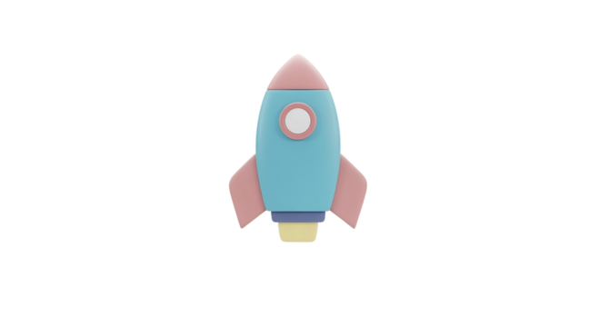 Colorful Toy Rocket on Transparent Background for Children's Play and Educational Content