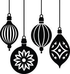 Fototapeta premium Hanging Ornaments silhouette vector art illustration