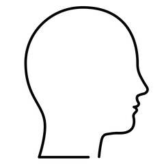 Outline of a human head in profile, identity, inner world. Minimalist contour for concept design.