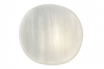 Selenite crystal healing sphere displaying mineral translucence and natural light, isolated on transparent background