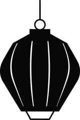 Paper Lantern Silhouette Vector Art Illustration