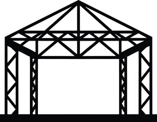Stage Truss Structure Silhouette Vector Art Illustration