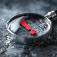 Magnifying glass focusing on a red exclamation point (2)