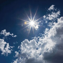 Bright sun shining through dramatic clouds