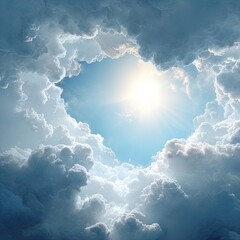 Sunbeams pierce through thick clouds