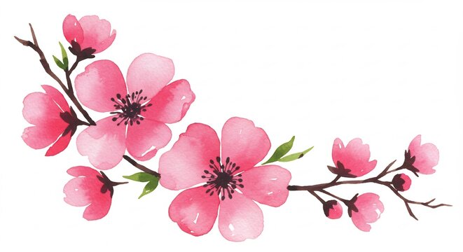 Fiori rosa delicati disegnati ad acquerello luce soffusa elegante composizione floreale. AI Generated